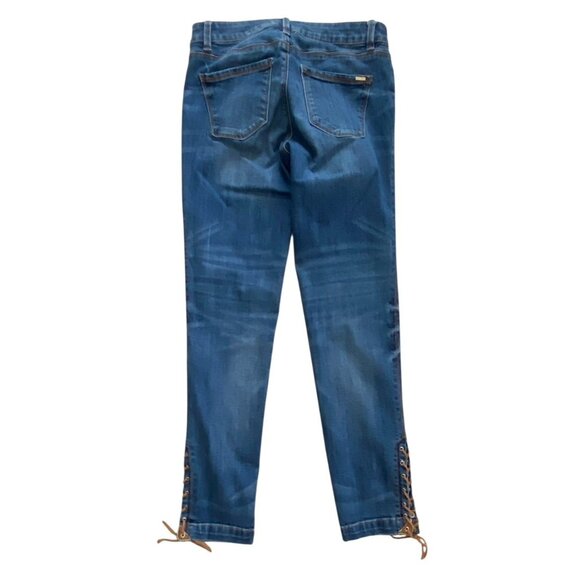 White House Black Market Womens ' The Skimmer ' Ankle Lace Up Jeans‎ Boho Size 4 - Picture 3 of 14